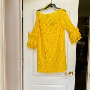 Beautiful lace dress with the detailed sleeves this dress is like brand new